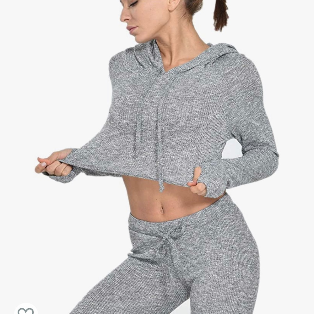 Long Sleeve Crop Top hoodie knit and joggers.